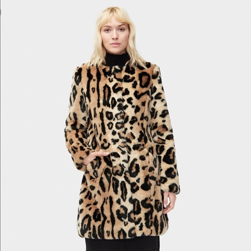 Ugg Lisabeth Faux Fur Coat Jacket Leopard Coat NEW